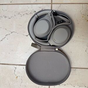 Sony Over-Ear Wireless Headphones in Gray with Carry Case